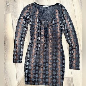 Elegant Black and Silver Sheer Dress